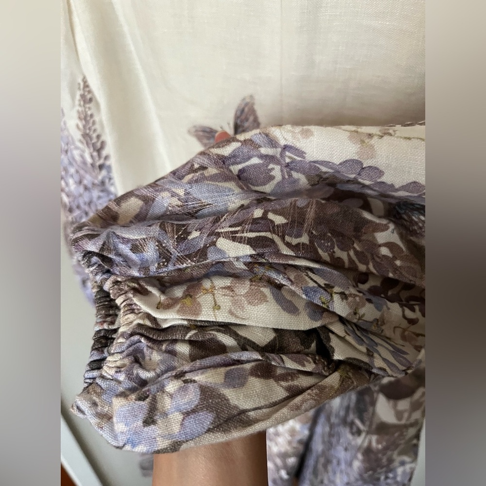 Zimmermann Luminous Butterfly Print Linen Mini Dress Wild Botanica Size 0/US4 - Picture 7 of 8